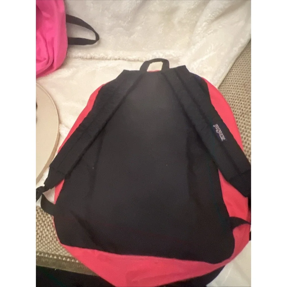 JanSport Super Break Hot Redish Pink Backpack Day Pack School Preowned